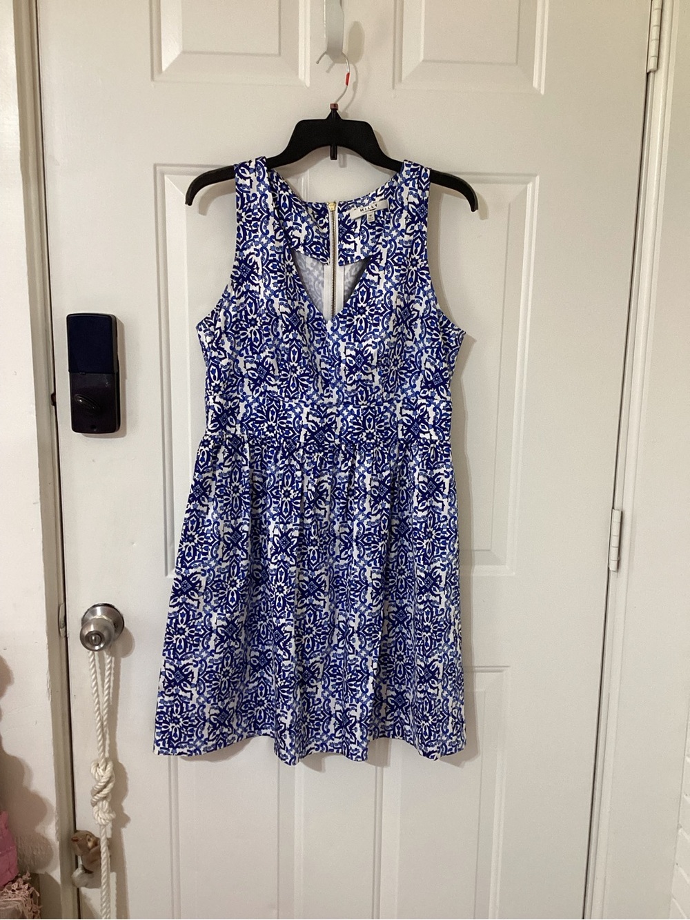 Milly Blue and White Printed Sleeveless Summer Dress